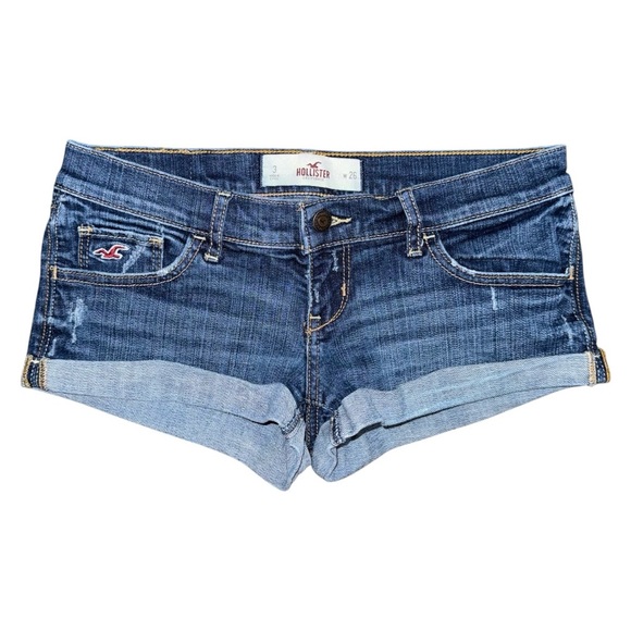 Hollister Ultra Low Rise Micro Mini Jean Shorts Womens 3 / 26 Distressed VTG Y2K - Picture 1 of 9